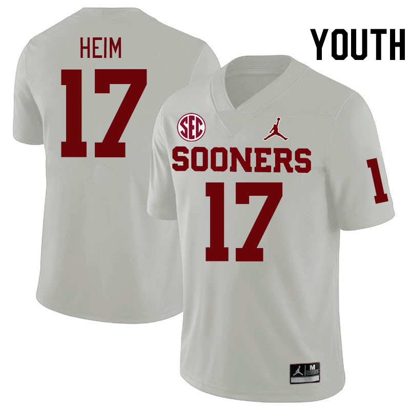 Youth #17 Taylor Heim Oklahoma Sooners 2024 SEC Conference College Football Jerseys-White